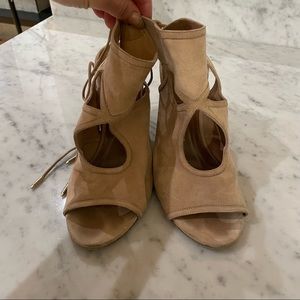 Aquazzura “Sexy Thing” Suede Wedge, Tan, Size 37 (7)